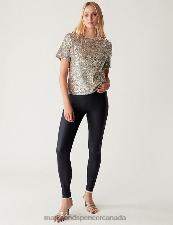 Women Navy Clothing Marks & Spencer Coated High Waisted Jeggings 20VTD2271 - Marks and Spencer online