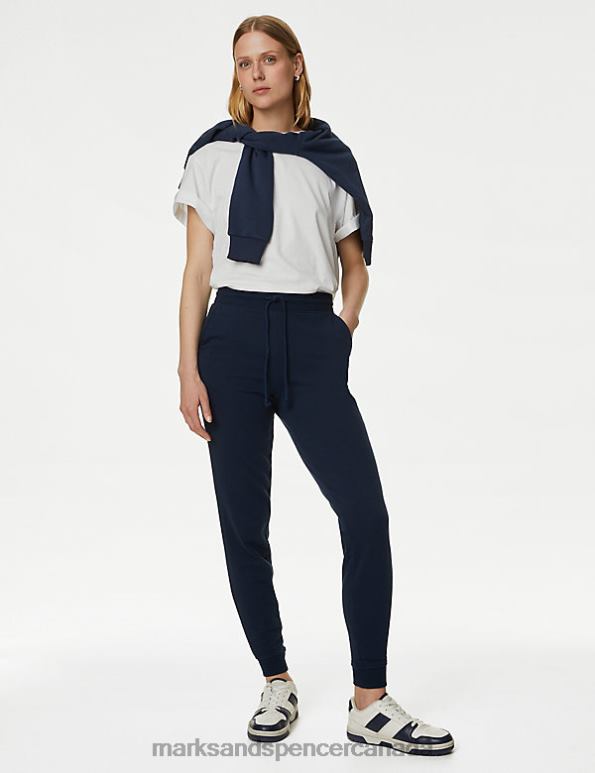 Women Navy Clothing Marks & Spencer The Cotton Rich Cuffed Joggers 20VTD1769 - Marks and Spencer Canada locations