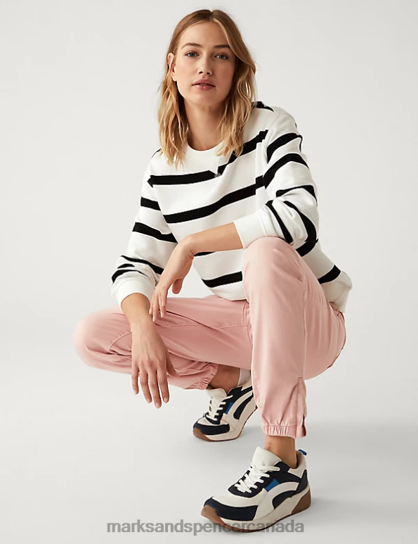 Women Pink Shell Clothing Marks & Spencer Cotton Rich Slim Fit Joggers 20VTD758 - Marks and Spencer Canada locations