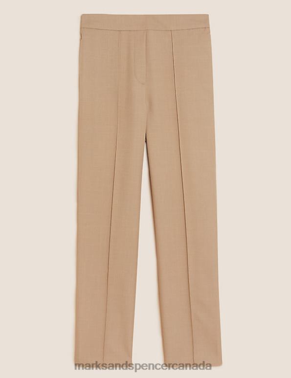 Women Beige Clothing Marks & Spencer Marl Straight Leg Trousers 20VTD1963 - Marks and Spencer online