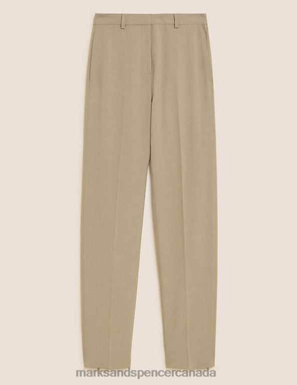 Marks and Spencer near me - Women Beige Marl Clothing Marks & Spencer Straight Leg Trousers with Stretch 20VTD1682