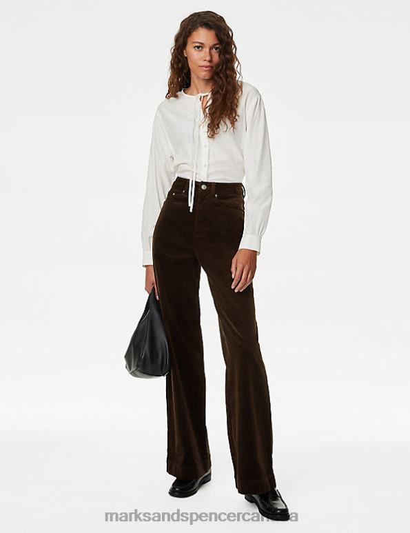 Marks and Spencer sale - Women Bitter Chocolate Clothing Marks & Spencer Cotton Rich Cord Wide Leg Trousers 20VTD2912