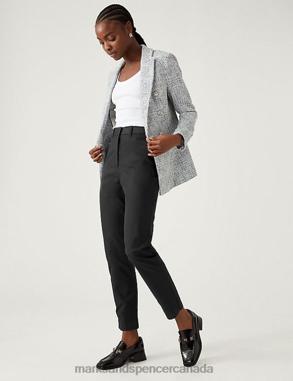 Marks and Spencer Canada - Women Black Clothing Marks & Spencer Cotton Rich Tapered Chinos 20VTD856