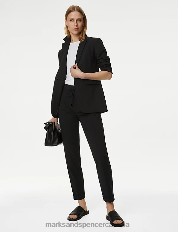 Marks and Spencer near me - Women Black Clothing Marks & Spencer Drawstring Tapered Ankle Grazer Trousers 20VTD1492