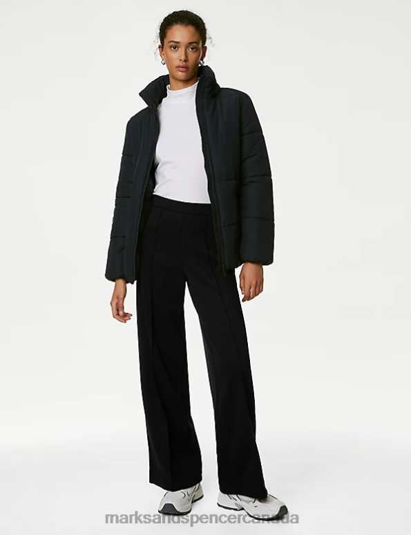 Marks and Spencer sale - Women Black Clothing Marks & Spencer Jersey Elasticated Waist Wide Leg Trousers 20VTD1122