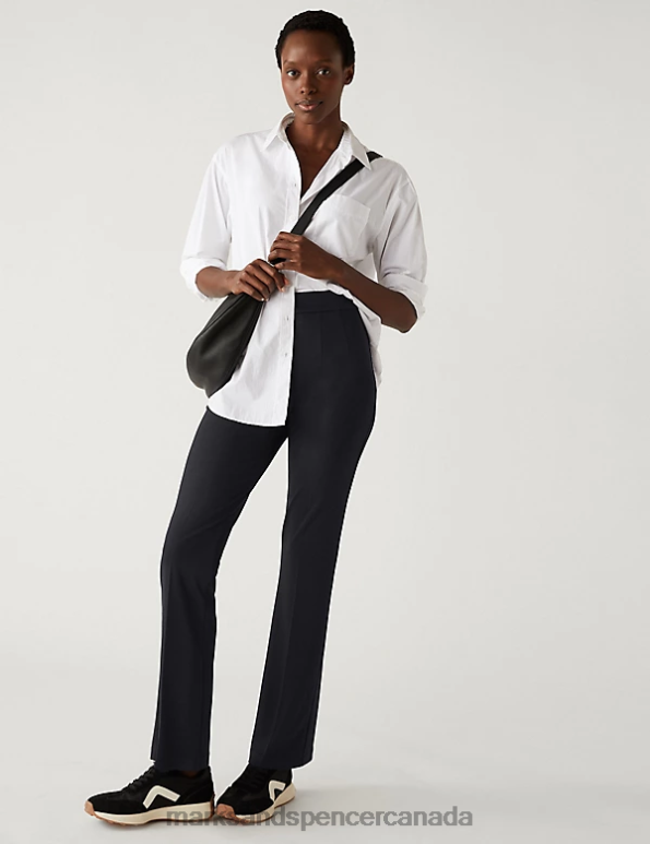 Women Black Clothing Marks & Spencer Jersey Flared Trousers 20VTD1188 - Marks and Spencer Canada locations