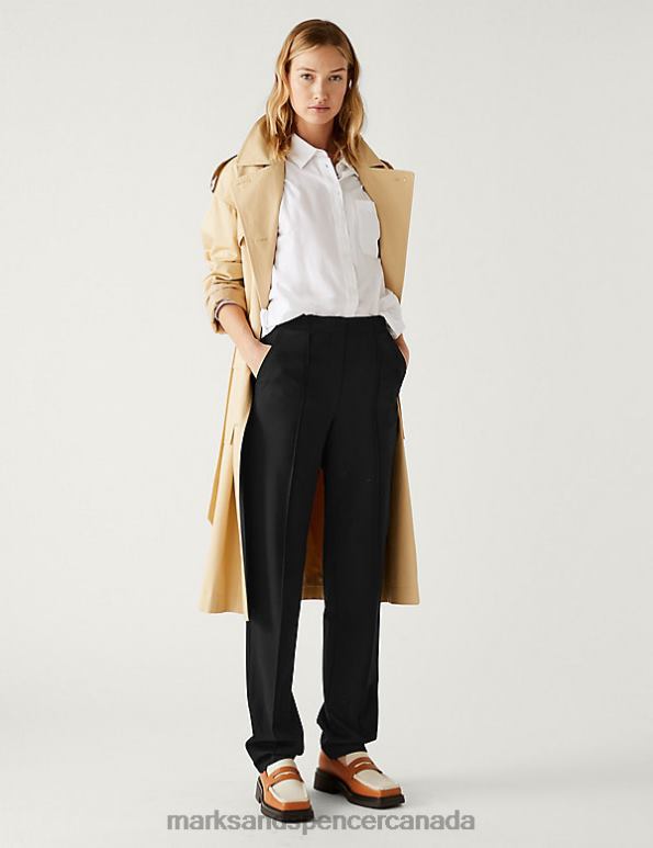 Marks and Spencer Canada - Women Black Clothing Marks & Spencer Jersey Straight Leg Trousers 20VTD3315