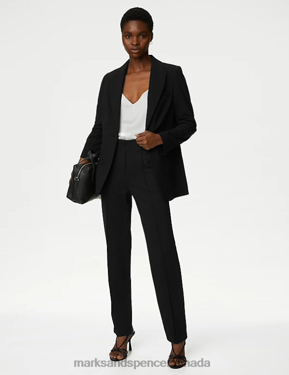 Women Black Clothing Marks & Spencer Jersey Twill Straight Leg Trousers 20VTD1994 - Marks and Spencer outlet