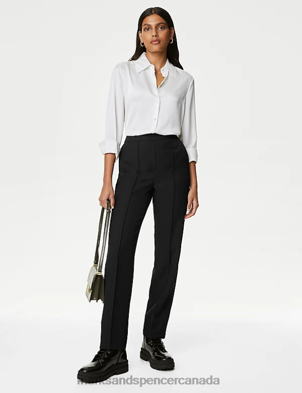 Marks and Spencer Canada - Women Black Clothing Marks & Spencer Marl Straight Leg Trousers 20VTD1641