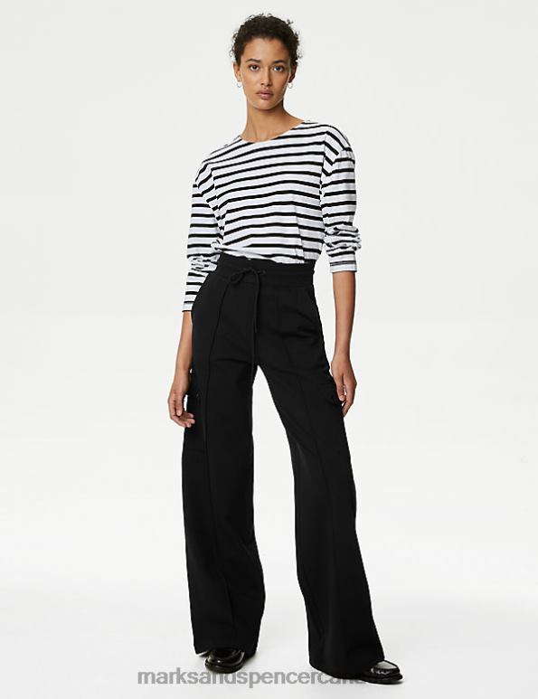 Marks and Spencer near me - Women Black Clothing Marks & Spencer Ponte Utility Wide Leg Trousers 20VTD402