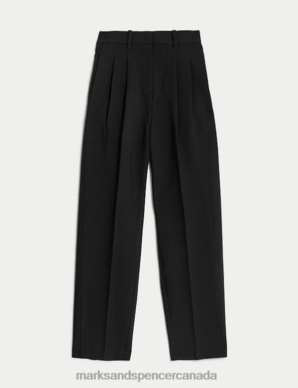 Marks and Spencer near me - Women Black Clothing Marks & Spencer Relaxed Tapered Ankle Grazer Trousers 20VTD1904