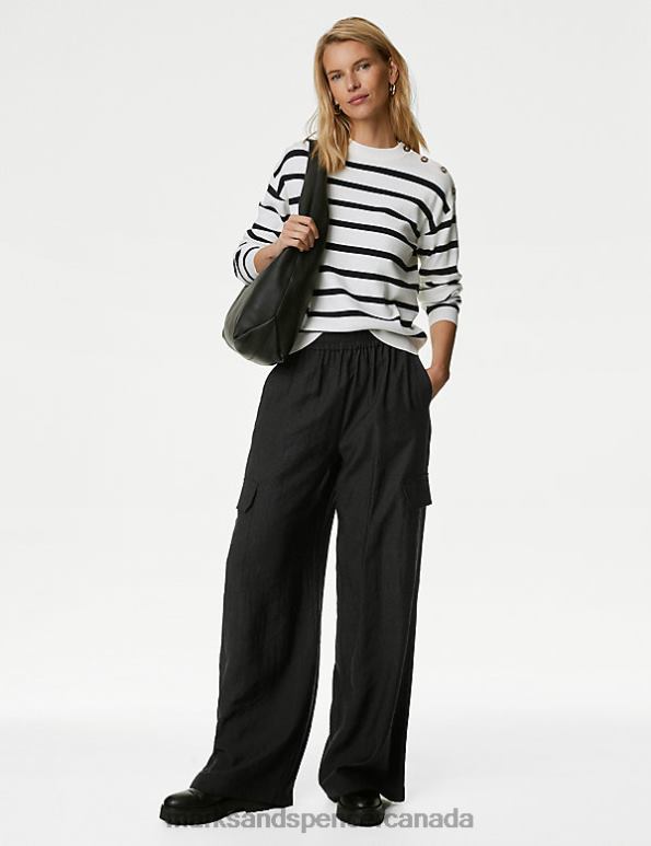 Marks and Spencer sale - Women Black Clothing Marks & Spencer Utility Wide Leg Trousers 20VTD356