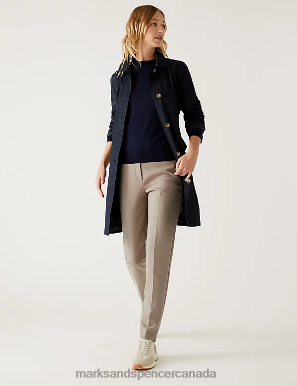 Women Camel Clothing Marks & Spencer Marl Slim Fit Ankle Grazer Trousers 20VTD2591 - Marks and Spencer Canada locations