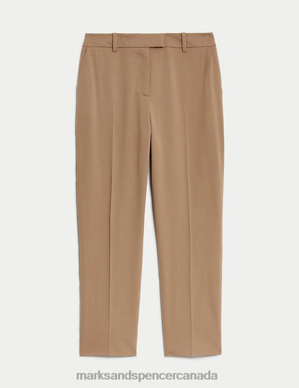 Women Camel Clothing Marks & Spencer Wool Rich Straight Leg Cropped Trousers 20VTD1011 - Marks and Spencer Canada locations