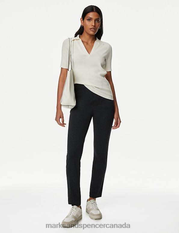 Marks and Spencer near me - Women Charcoal Clothing Marks & Spencer Jersey Slim Fit Ankle Grazer Trousers 20VTD2249