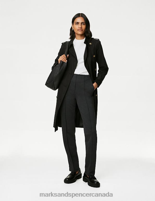 Women Charcoal Clothing Marks & Spencer Jersey Twill Straight Leg Trousers 20VTD1667 - Marks and Spencer Canada locations