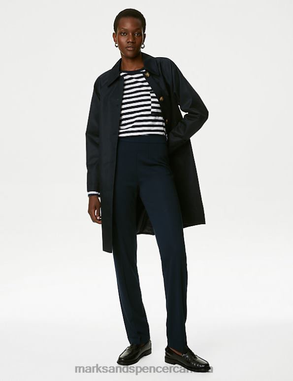 Marks and Spencer sale - Women Dark Navy Clothing Marks & Spencer Jersey Straight Leg Trousers with Stretch 20VTD2127