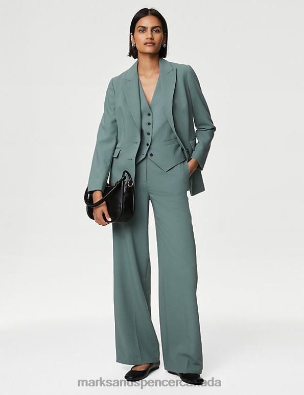 Marks and Spencer sale - Women Dark Sage Clothing Marks & Spencer Woven Wide Leg Trousers 20VTD260