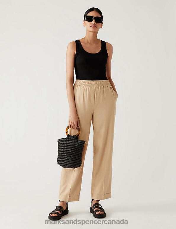 Women Hessian Clothing Marks & Spencer Linen Blend Relaxed Straight Trousers 20VTD2319 - Marks and Spencer Canada locations