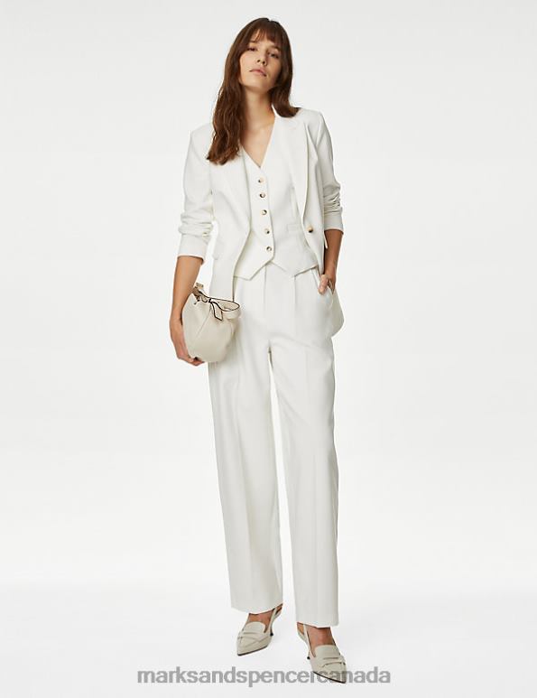 Marks and Spencer sale - Women Ivory Clothing Marks & Spencer Pleat Front Relaxed Trousers 20VTD51