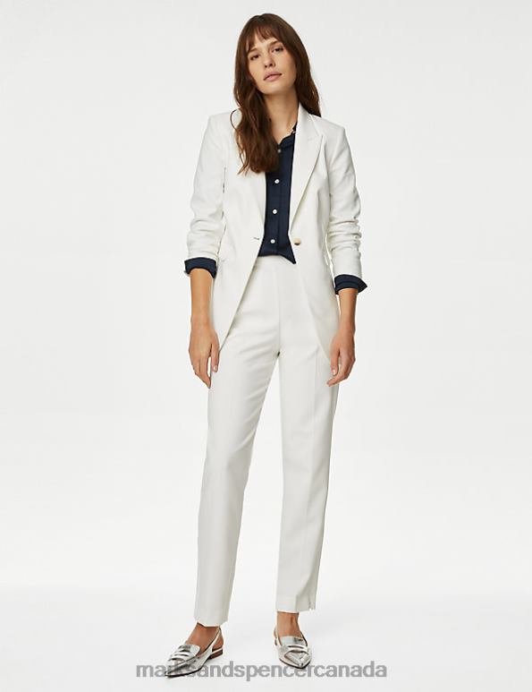 Women Ivory Clothing Marks & Spencer Zip Detail Straight Leg Trousers 20VTD262 - Marks and Spencer online