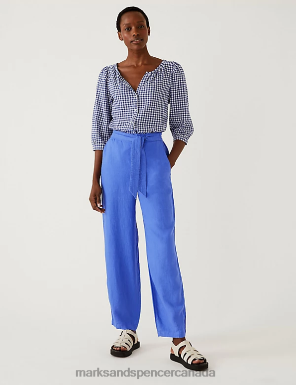 Women Lupin Clothing Marks & Spencer Pure Linen Printed Belted Balloon Trousers 20VTD2140 - Marks and Spencer online