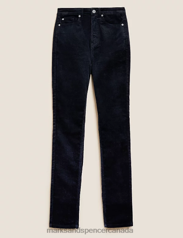 Women Midnight Navy Clothing Marks & Spencer Sienna Corduroy Straight Leg Trousers 20VTD1280 - Marks and Spencer Canada locations