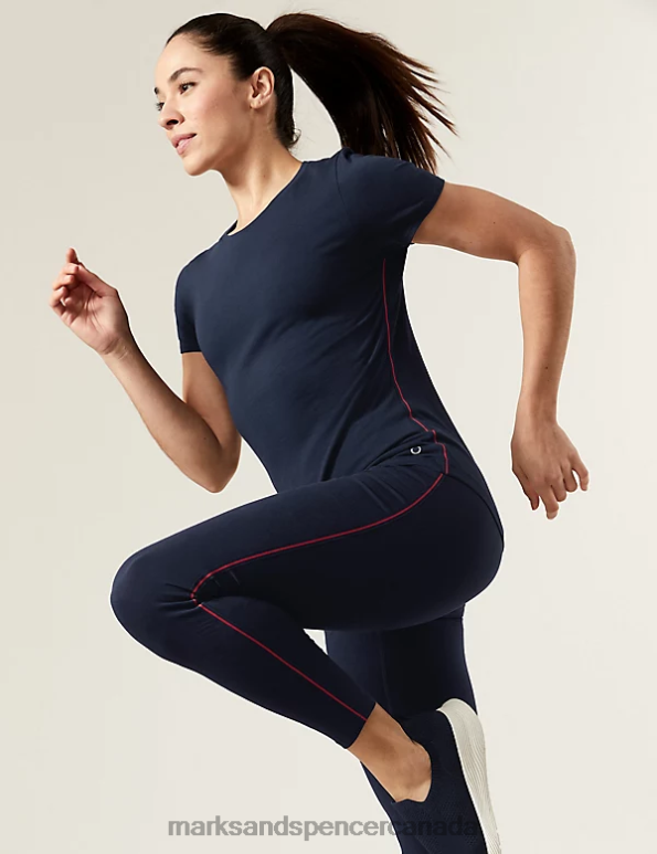 Women Navy Clothing Marks & Spencer Go Easy High Waisted Gym Leggings 20VTD3216 - Marks and Spencer outlet