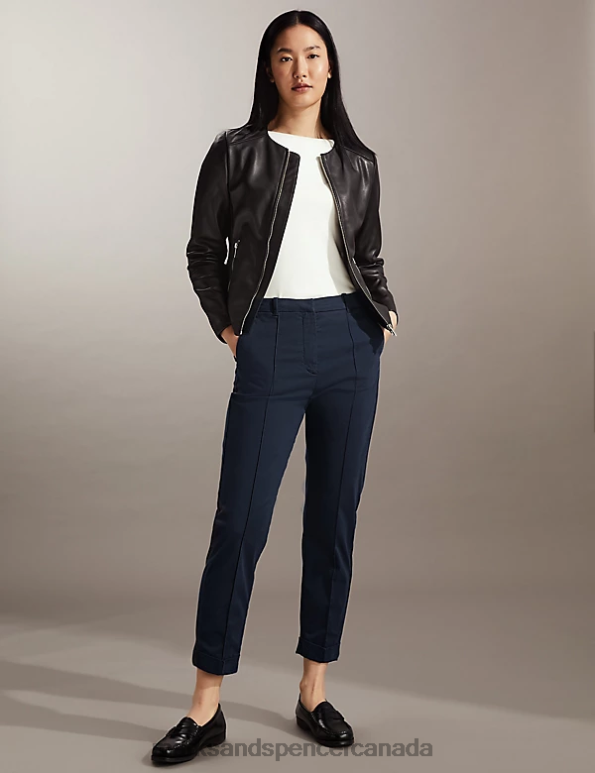 Women Navy Clothing Marks & Spencer Slim Fit Cropped Chinos 20VTD2471 - Marks and Spencer outlet