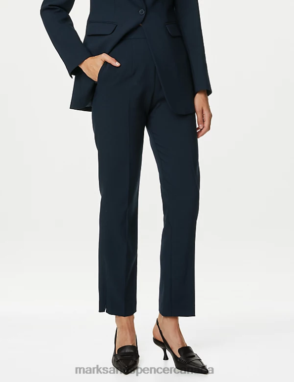 Marks and Spencer sale - Women Navy Clothing Marks & Spencer Zip Detail Straight Leg Trousers 20VTD591