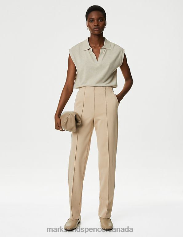 Marks and Spencer Canada - Women Neutral Clothing Marks & Spencer Jersey Twill Straight Leg Trousers 20VTD1995