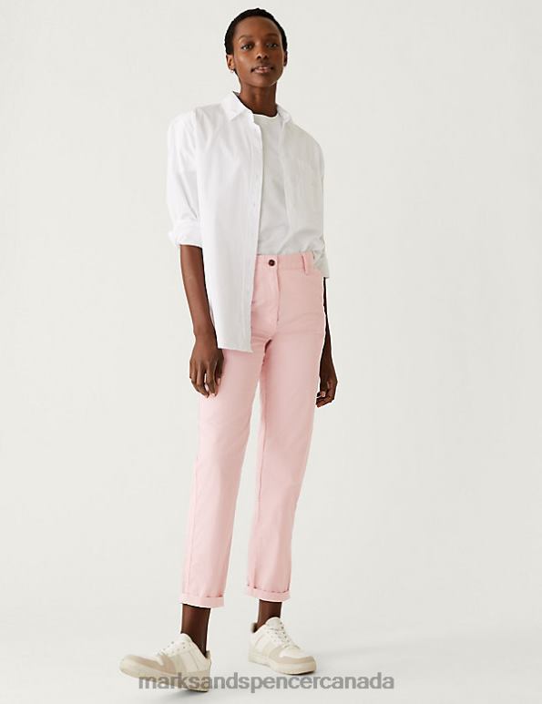 Marks and Spencer sale - Women Pink Mix Clothing Marks & Spencer Cotton Rich Striped Slim Fit Chinos 20VTD1005