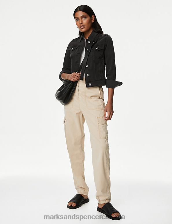 Women Sand Clothing Marks & Spencer Lyocell Rich Cargo Tea Dyed Trousers 20VTD618 - Marks and Spencer Canada locations