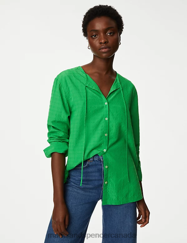 Marks and Spencer Canada - Women Acid Green Clothing Marks & Spencer Modal Rich Longline Blouse 20VTD1270