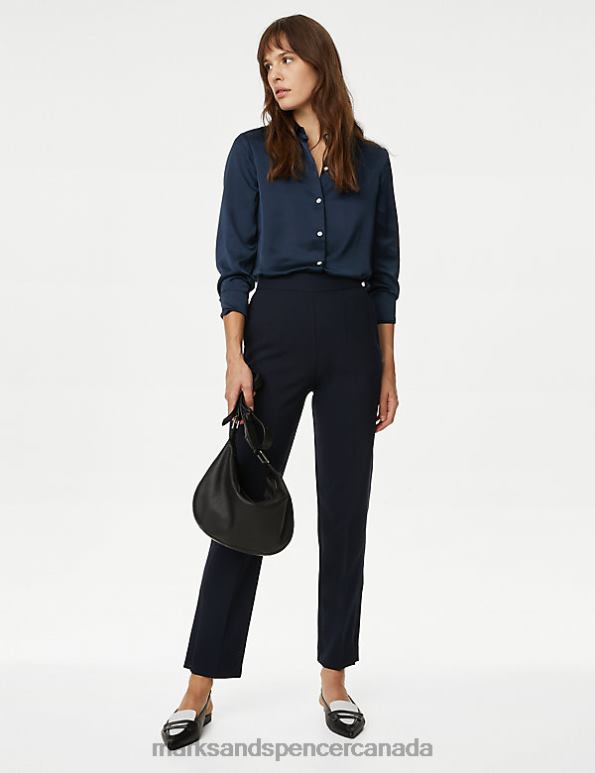 Women Dark Navy Clothing Marks & Spencer Satin Shirt 20VTD99 - Marks and Spencer Canada locations