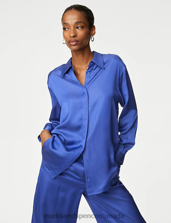 Women Iris Clothing Marks & Spencer Satin Collared Oversized Shirt 20VTD1907 - Marks and Spencer online