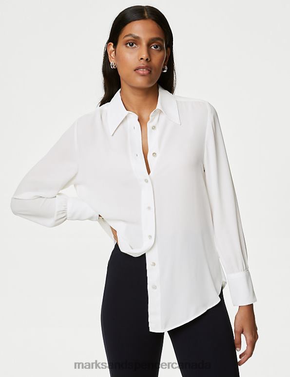 Women Ivory Clothing Marks & Spencer Collared Long Sleeve Shirt 20VTD659 - Marks and Spencer online