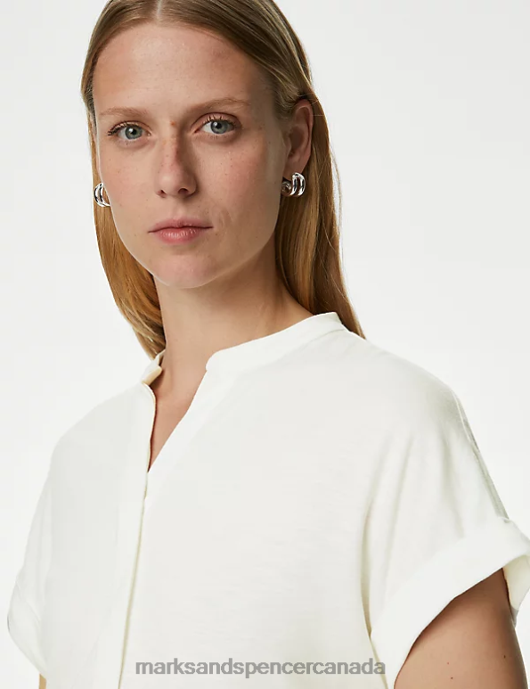 Women Ivory Clothing Marks & Spencer Jersey Regular Fit Top 20VTD1845 - Marks and Spencer outlet