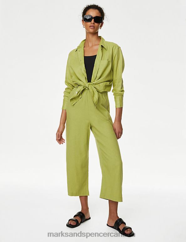 Women Medium Green Clothing Marks & Spencer Pure Linen Oversized Shirt 20VTD41 - Marks and Spencer online