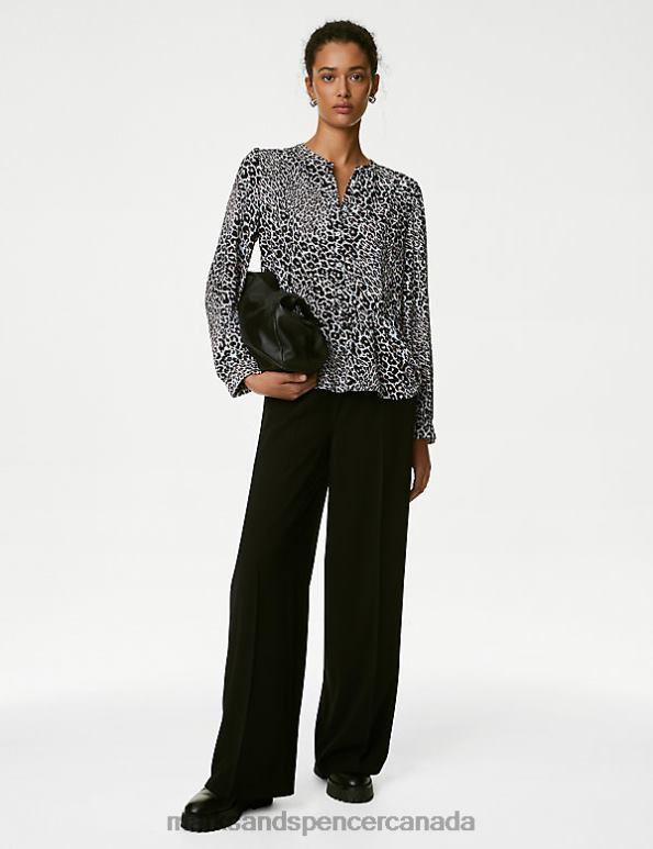 Women Multi Clothing Marks & Spencer Animal Print High Neck Peplum Blouse 20VTD174 - Marks and Spencer Canada locations