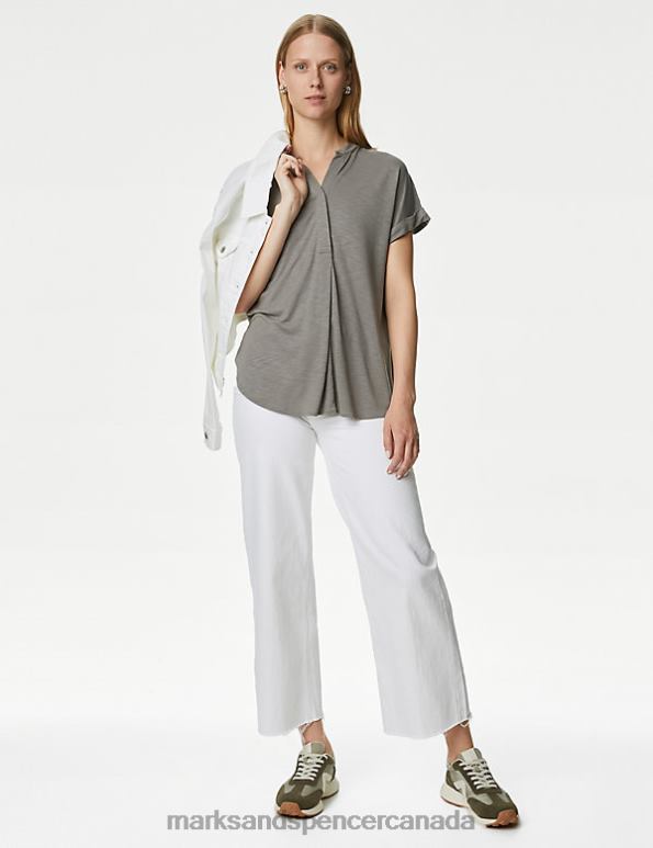 Women Slate Clothing Marks & Spencer Jersey Regular Fit Top 20VTD1844 - Marks and Spencer Canada locations