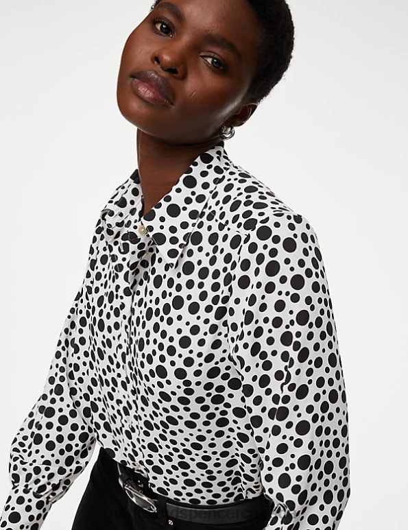 Marks and Spencer near me - Women White Mix Clothing Marks & Spencer Printed Collared Shirt 20VTD489