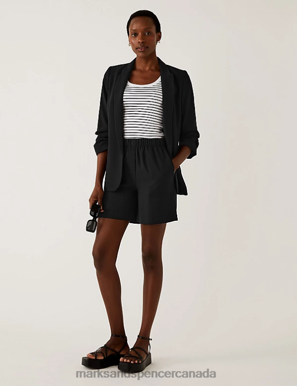 Women Black Clothing Marks & Spencer High Waisted Shorts 20VTD2508 - Marks and Spencer outlet