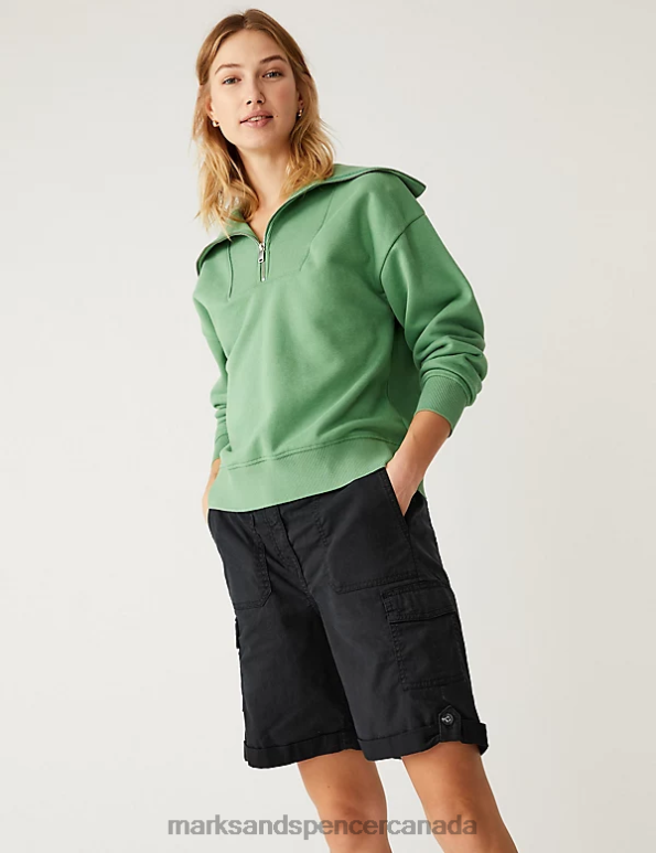 Marks and Spencer sale - Women Black Clothing Marks & Spencer Lyocell Rich Cargo Tea Dyed Shorts 20VTD955