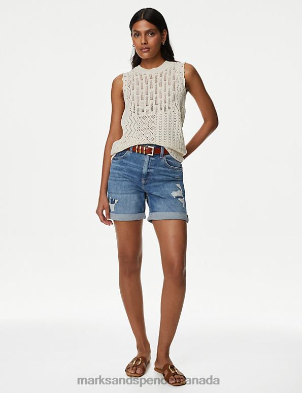 Women Denim Mix Clothing Marks & Spencer Denim Boyfriend Shorts 20VTD2805 - Marks and Spencer outlet