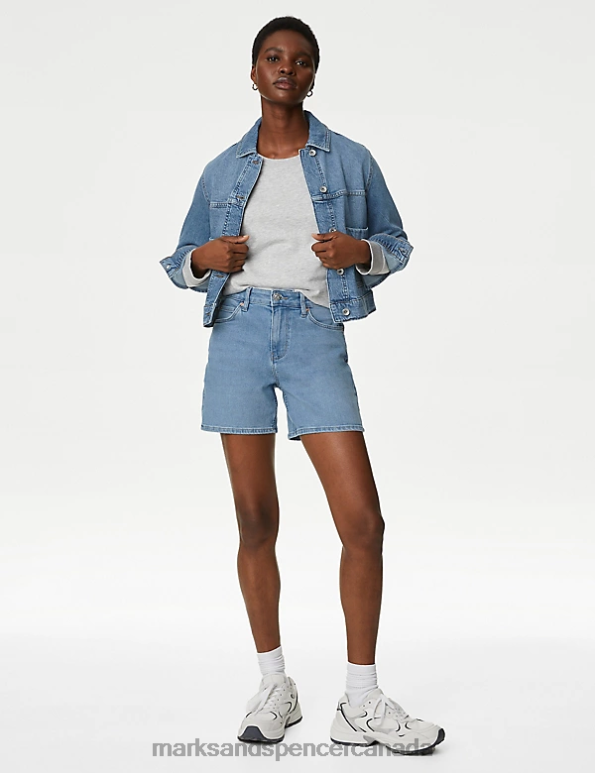 Marks and Spencer Canada - Women Light Indigo Clothing Marks & Spencer Denim Shorts 20VTD3403