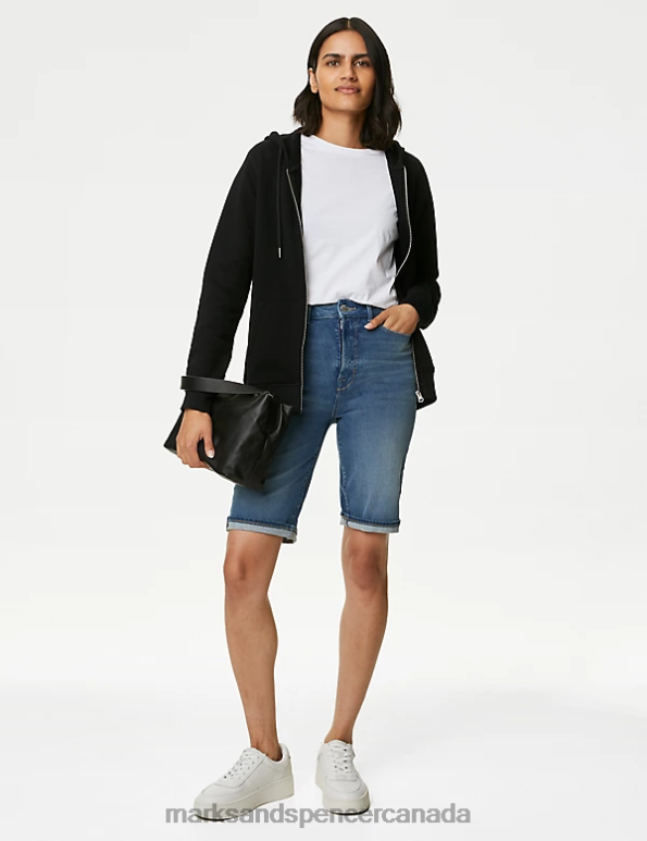 Marks and Spencer Canada - Women Medium Indigo Clothing Marks & Spencer Magic Shaping Denim Bermuda Shorts 20VTD1187