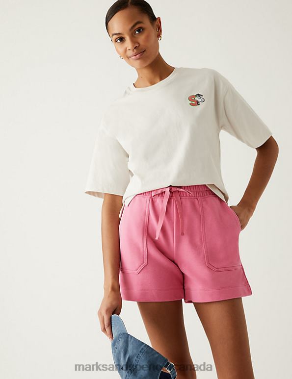 Marks and Spencer sale - Women Medium Rose Clothing Marks & Spencer Cotton Rich Jersey Jogger Shorts 20VTD1520