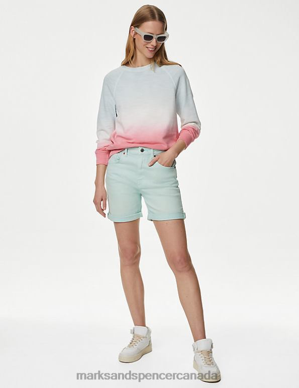 Women Pale Aqua Clothing Marks & Spencer Denim Boyfriend Shorts 20VTD1791 - Marks and Spencer Canada locations