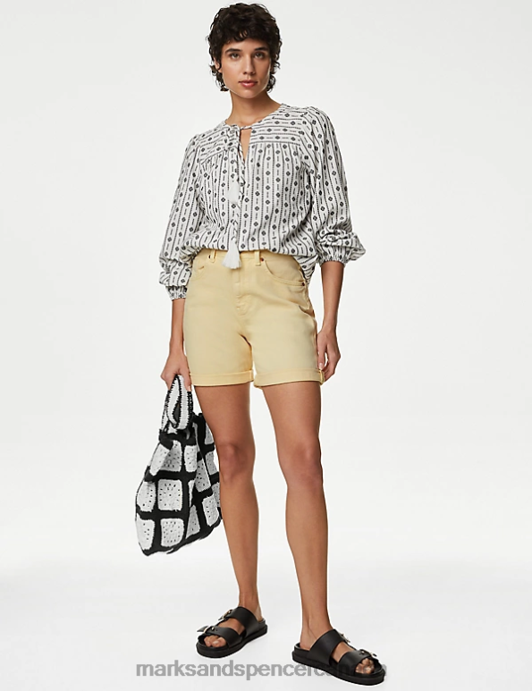 Marks and Spencer near me - Women Pale Gold Clothing Marks & Spencer Denim Boyfriend Shorts 20VTD1788